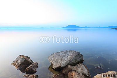 Gyönyörű naplemente a Balaton-ban (fotótapéta) - vászonkép, falikép otthonra és irodába