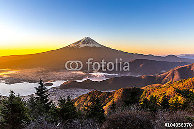 Mountain Fuji napkelte Japánban (többrészes kép) - vászonkép, falikép otthonra és irodába