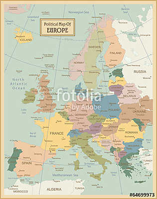 Európa-nagyon részletes térkép. (fotótapéta) - vászonkép, falikép otthonra és irodába