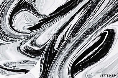 abstract background, white and black mineral oil paint on water (keretezett kép) - vászonkép, falikép otthonra és irodába