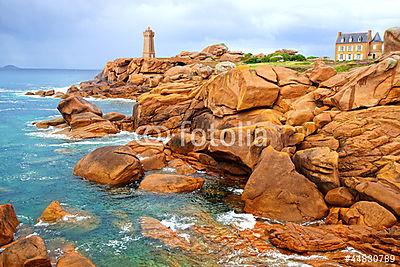 Pink Granite Coast. Brittany, Franciaország (fotótapéta) - vászonkép, falikép otthonra és irodába