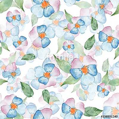 Watercolor floral seamless pattern 7 (többrészes kép) - vászonkép, falikép otthonra és irodába