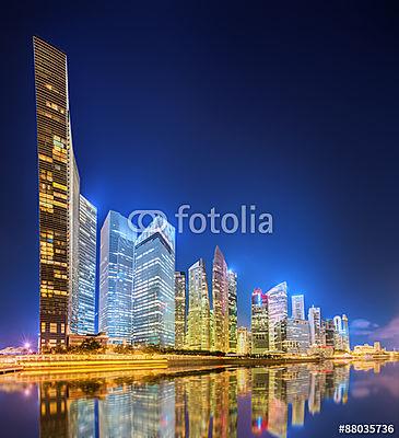 Szingapúr Skyline és kilátás Marina Bayre (fotótapéta) - vászonkép, falikép otthonra és irodába