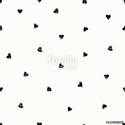 Hand Drawn Hearts Pattern (vászonkép óra) - vászonkép, falikép otthonra és irodába