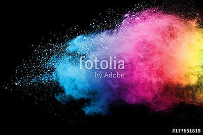 Splash of colorful powder over black background. (fotótapéta) - vászonkép, falikép otthonra és irodába