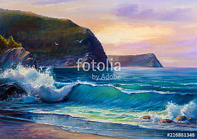 painting seascape (fotótapéta) - vászonkép, falikép otthonra és irodába