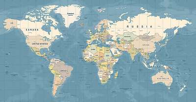 Világtérkép vektor. A világtérkép részletes bemutatása (poszter) - vászonkép, falikép otthonra és irodába