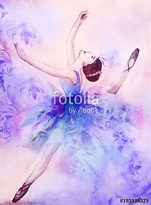 Watercolor painting of soft sweet ballerina dancing (fotótapéta) - vászonkép, falikép otthonra és irodába