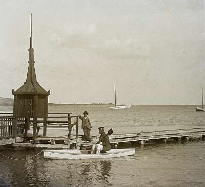 Keszthely, csónakkikötő 1908 (poszter) - vászonkép, falikép otthonra és irodába