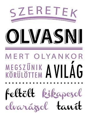 Szeretek olvasni poszter (levendula)  (többrészes kép) - vászonkép, falikép otthonra és irodába