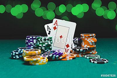 Póker kártyák és zsetonok (fotótapéta) - vászonkép, falikép otthonra és irodába