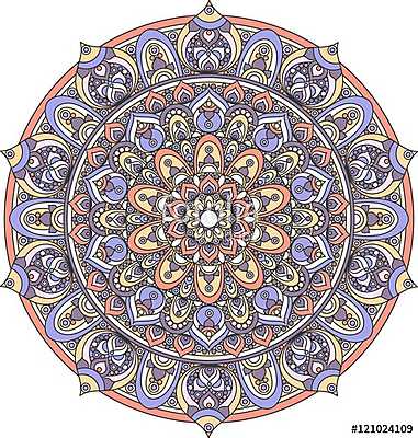 Vector vintage mandala ornament (keretezett kép) - vászonkép, falikép otthonra és irodába