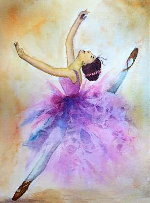 Watercolor painting of soft sweet ballerina dancing (vászonkép óra) - vászonkép, falikép otthonra és irodába