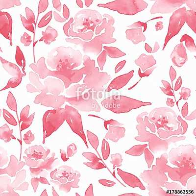 Floral seamless pattern 5. Watercolor background with flowers an (bögre) - vászonkép, falikép otthonra és irodába