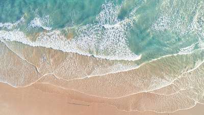 Aerial View of Waves and Beach Along Great Ocean Road Australia at Sunset (poszter) - vászonkép, falikép otthonra és irodába