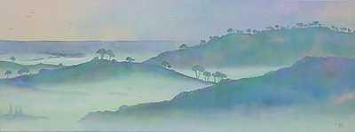Ködös táj - panoráma kép (fotótapéta) - vászonkép, falikép otthonra és irodába