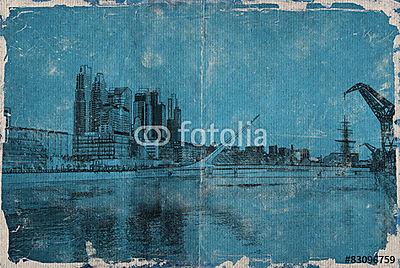 Vintage Grafik, Puerto Madero Buenos Aires Argentinien (fotótapéta) - vászonkép, falikép otthonra és irodába