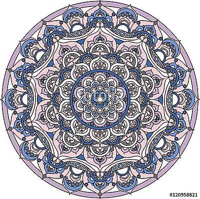 Vector purple vintage decorative mandala ornament (keretezett kép) - vászonkép, falikép otthonra és irodába