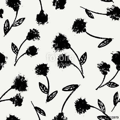 Hand Drawn Floral Seamless Pattern (többrészes kép) - vászonkép, falikép otthonra és irodába