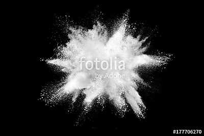 Explosion of white powder isolated on black background. (fotótapéta) - vászonkép, falikép otthonra és irodába