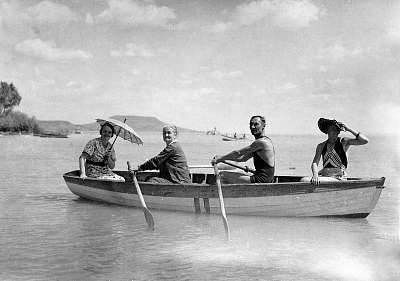 Csónakázás a Balatonon (1931) (többrészes kép) - vászonkép, falikép otthonra és irodába