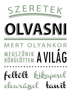 Szeretek olvasni poszter (oliva zöld)  (poszter) - vászonkép, falikép otthonra és irodába