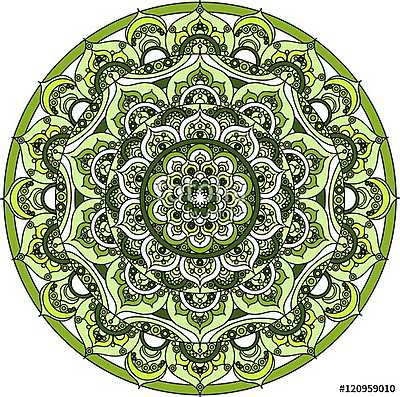 Vector green decorative mandala ornament (keretezett kép) - vászonkép, falikép otthonra és irodába