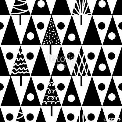 Seamless scandinavian black white pattern (bögre) - vászonkép, falikép otthonra és irodába