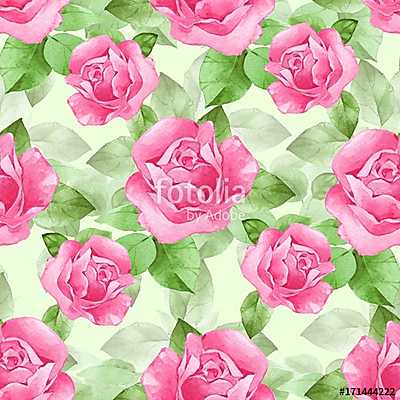 Floral seamless pattern. Watercolor background with beautiful ro (többrészes kép) - vászonkép, falikép otthonra és irodába