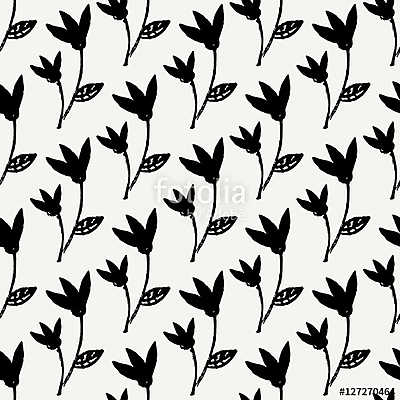 Hand Drawn Floral Seamless Pattern (bögre) - vászonkép, falikép otthonra és irodába