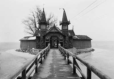 Keszthely Sziget-strand (1958) (többrészes kép) - vászonkép, falikép otthonra és irodába