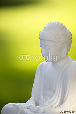 Fehér Buddha zölden 02 (vászonkép óra) - vászonkép, falikép otthonra és irodába