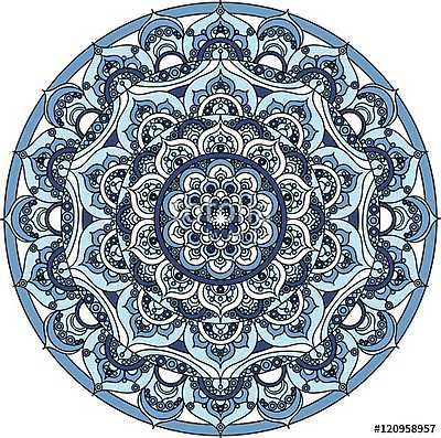 Vector blue decorative mandala ornament (többrészes kép) - vászonkép, falikép otthonra és irodába