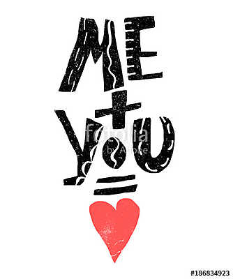 Me You Love. Hand written lettering postcard or poster, banner for Valentine day or romantic occassion. Hand drawn vector illust (többrészes kép) - vászonkép, falikép otthonra és irodába