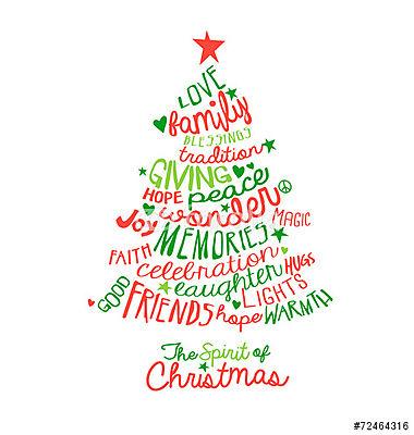 Karácsonyi kártya szó Felhőfa tervezés (többrészes kép) - vászonkép, falikép otthonra és irodába