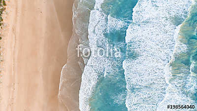 Aerial View of Waves at Beach at Sunset (poszter) - vászonkép, falikép otthonra és irodába