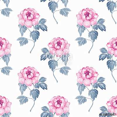 Seamless floral pattern with pink flowers 7 (bögre) - vászonkép, falikép otthonra és irodába