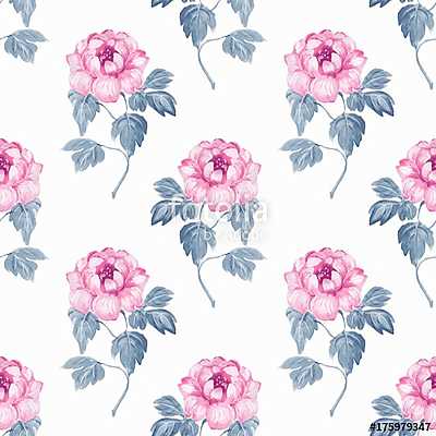 Seamless floral pattern with pink flowers 7 (többrészes kép) - vászonkép, falikép otthonra és irodába