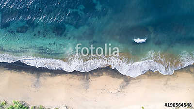 Aerial View of Waves at Beach at Sunset (fotótapéta) - vászonkép, falikép otthonra és irodába