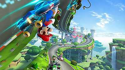 Mario Kart 8 - Upside Down Race (többrészes kép) - vászonkép, falikép otthonra és irodába