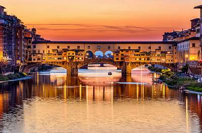 Ponte Vecchio naplementében, Firenze (poszter) - vászonkép, falikép otthonra és irodába