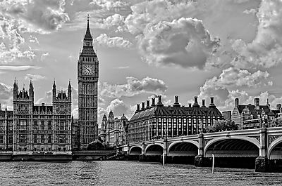 London, Parlament és az óratorony - vászonkép, falikép otthonra és irodába