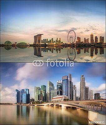 Szingapúr Skyline és kilátás Marina Bay (fotótapéta) - vászonkép, falikép otthonra és irodába
