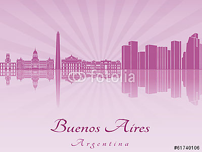 Buenos Aires skyline lila sugárzó orchidea (bögre) - vászonkép, falikép otthonra és irodába