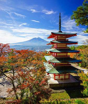 Mt. Fuji a Chureito Pagoda, Fujiyoshida, Japán (fotótapéta) - vászonkép, falikép otthonra és irodába