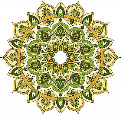 Vector ornate green and yellow mandala illustration (fotótapéta) - vászonkép, falikép otthonra és irodába