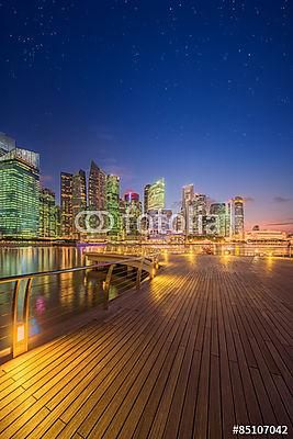 Szingapúr Skyline és kilátás Marina Bayre (bögre) - vászonkép, falikép otthonra és irodába