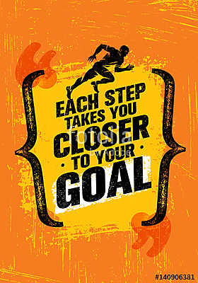Minden lépés közelebb visz a célodhoz. Inspiráló edzés Runni (poszter) - vászonkép, falikép otthonra és irodába