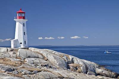 Peggy's Cove világítótorony, Nova Scotia, Kanada. (keretezett kép) - vászonkép, falikép otthonra és irodába