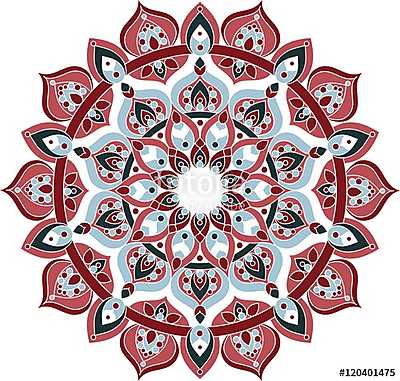 Vector ornate blue and red mandala illustration (poszter) - vászonkép, falikép otthonra és irodába